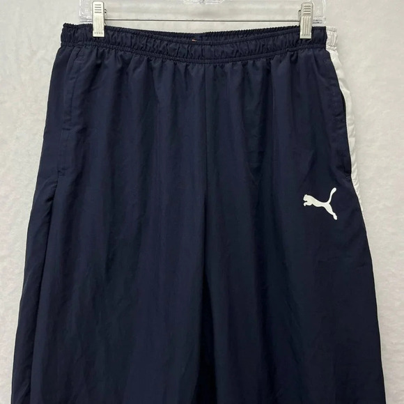 Puma Track Pants Men's L Blue Straight Leg Elastic Waist Zipped Pockets Pull On - Picture 6 of 12